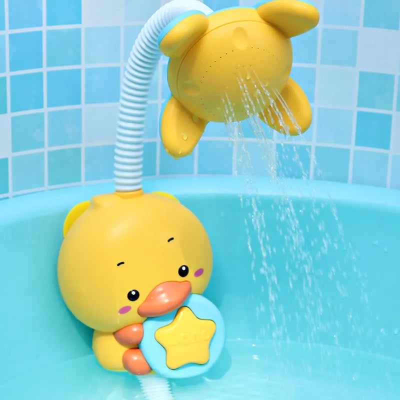 QWZ New Bath Toys Baby Water Game Duck Model Faucet Shower Electric Water Spray Swimming Bathroom Baby Toys For Kids Gifts