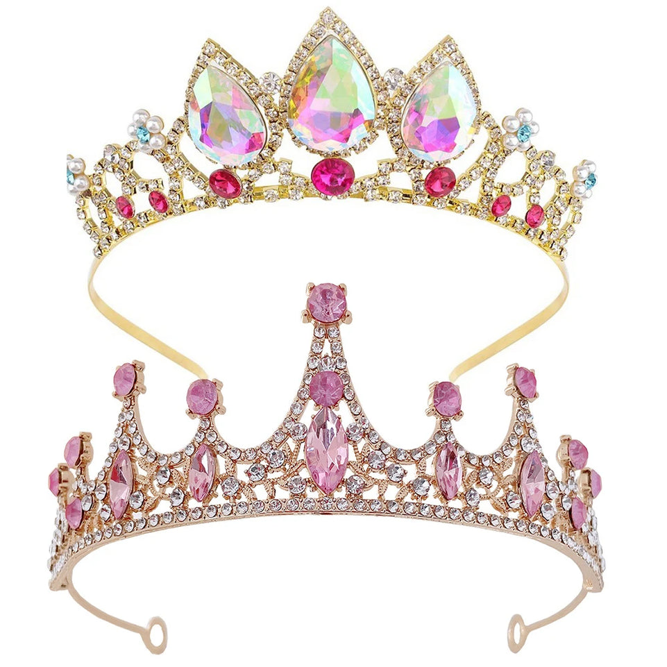 Princess Crown for Girls Baby Birthday Show Crown Tiara Diadem Silver Color Crystal Floral Wedding Bridal Hair Head Accessories
