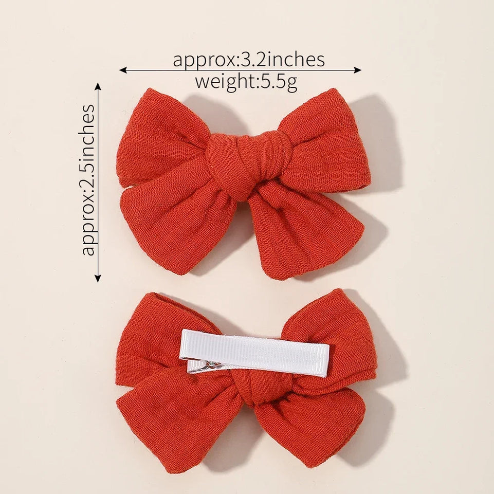 4pcs/set Solid Cotton Hairclips for Kids Soft Bowknot Hairpins Girls Lovely Clips Headwear Boutique Children's Hair Accessories